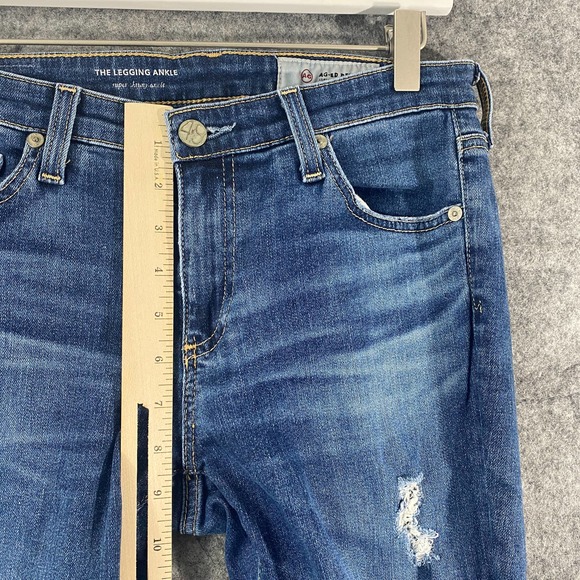 AG Adriano Goldschmied Jeans 28 Blue Distressed Legging Ankle Mid Rise - Picture 9 of 11